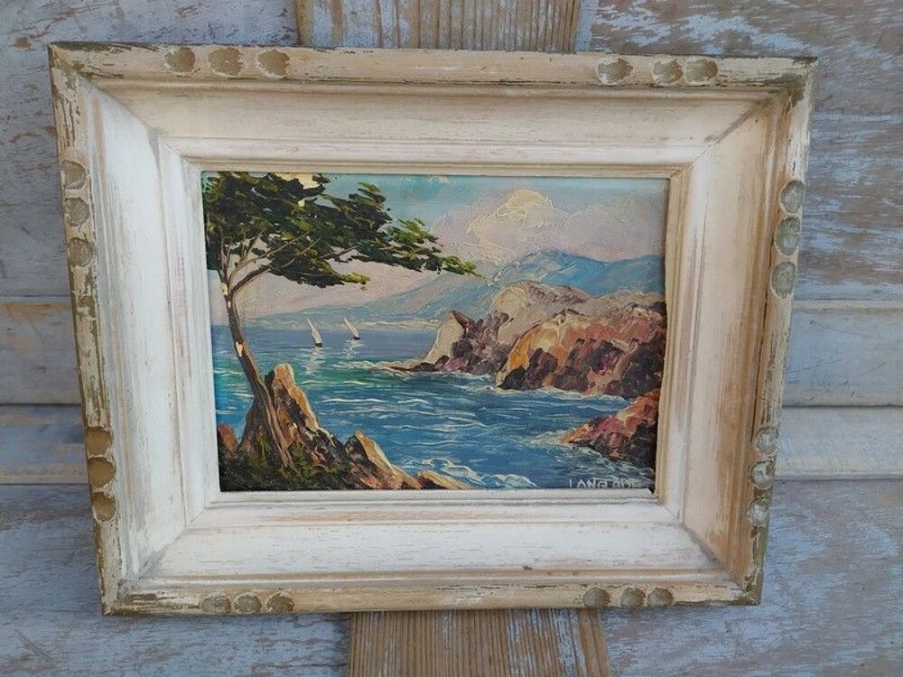 Tableau Paysage Marin Mer M&eacute;diterran&eacute;e Sign&eacute; Langlade 
