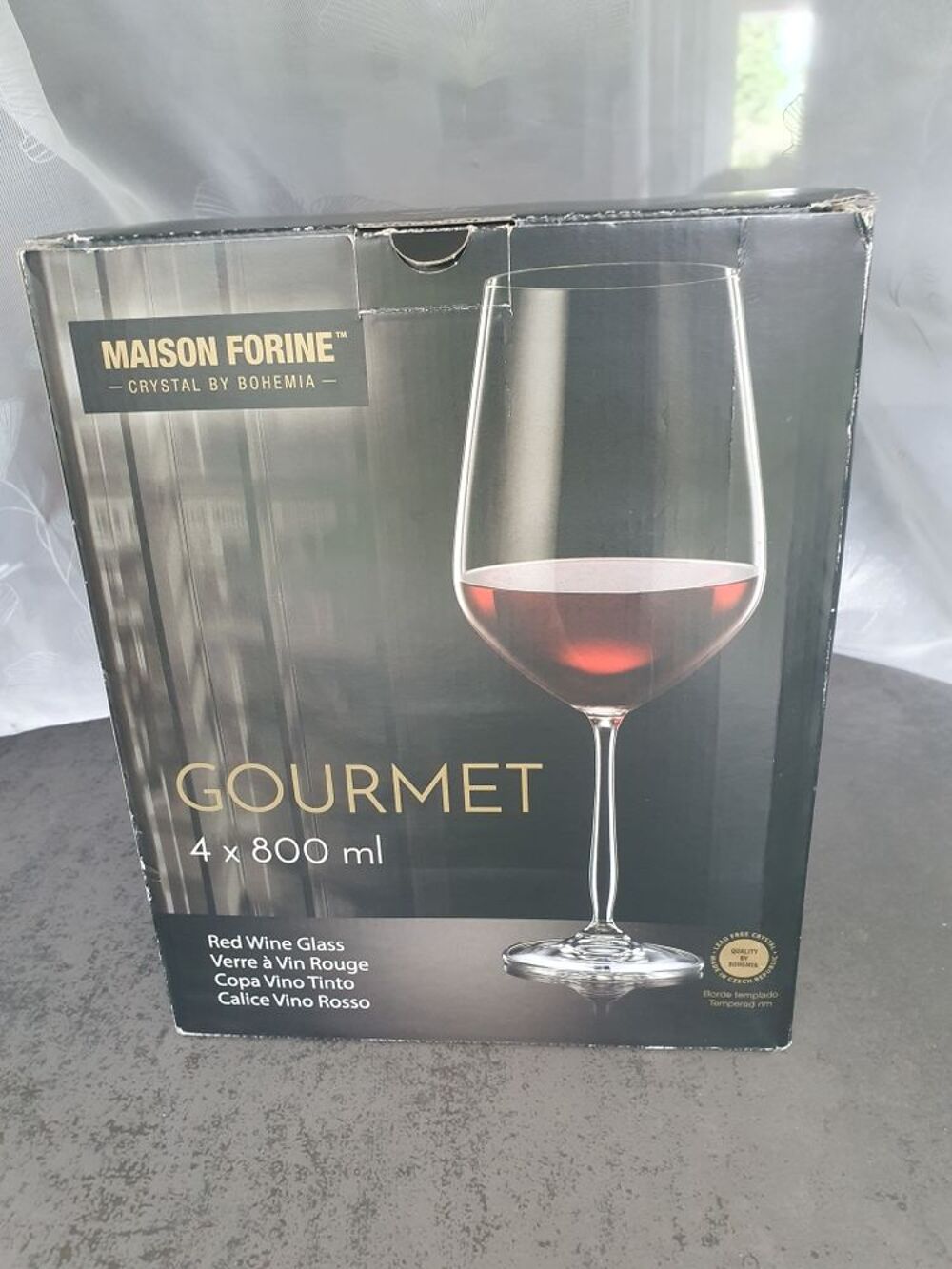 lot 4 verres &agrave; vin 800 ml neufs en cristal Décoration