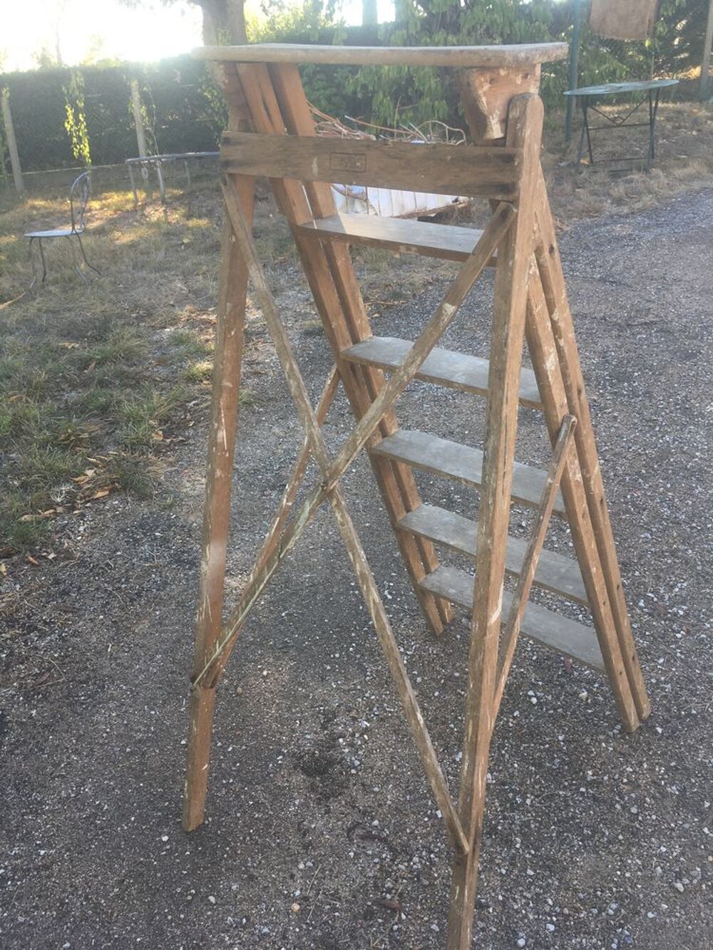 Echelle biblioth&egrave;que bois / Escabeau de m&eacute;tier (LC) Meubles