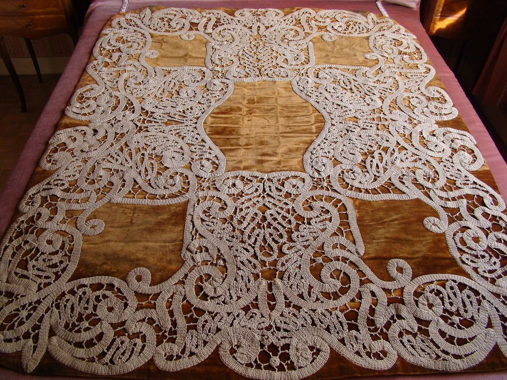 Ancien Tapis de table d'apparat 150 x 120 - XIX &egrave;me Décoration