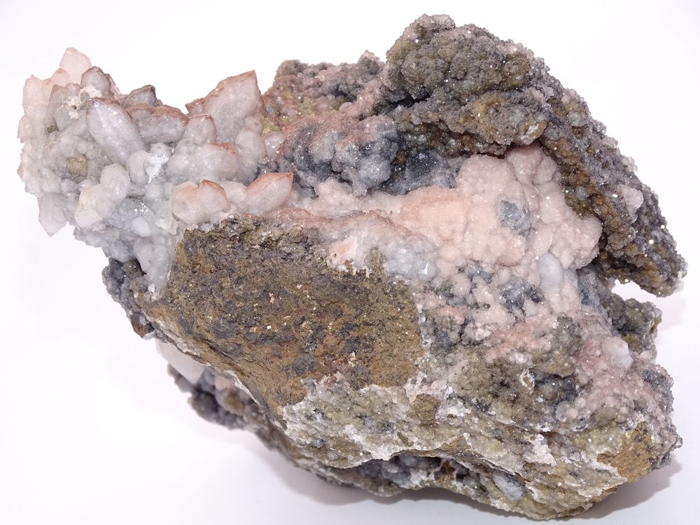 Rhodochrosite &amp; Quart h&eacute;mato&iuml;des Maramures Cavnic Roumanie 