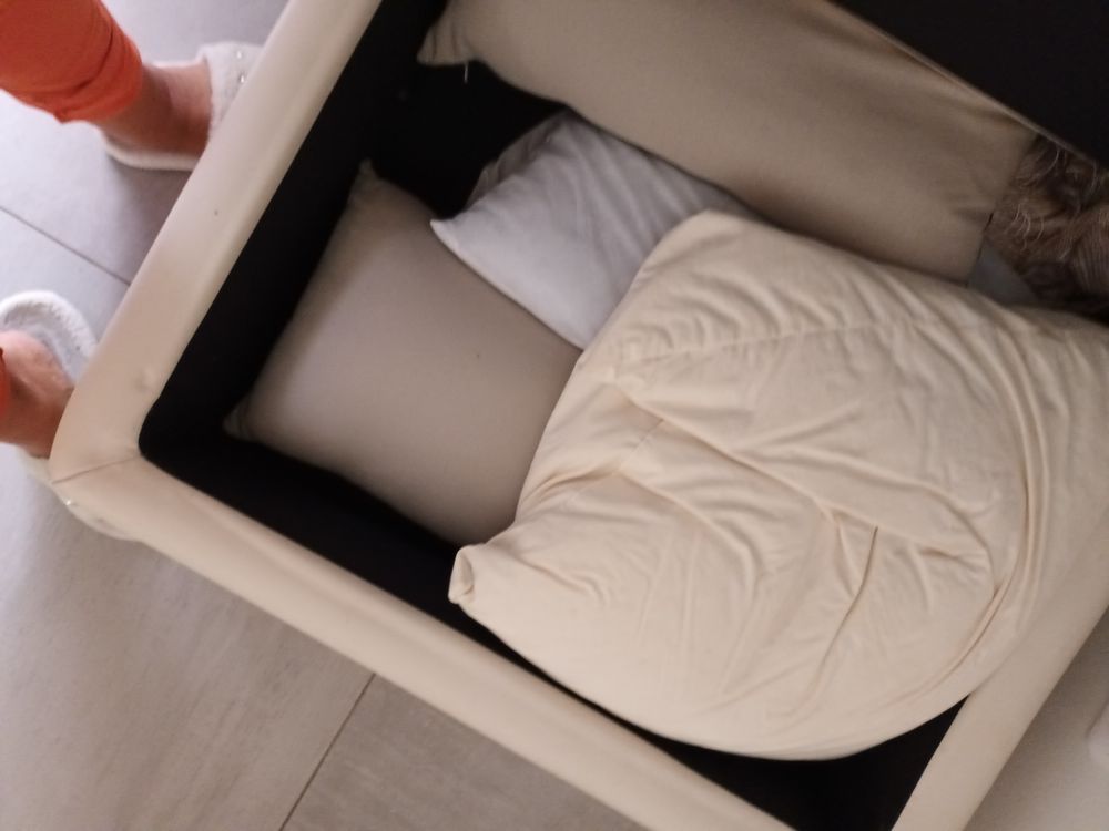 Pouf coffre cuir blanc Meubles