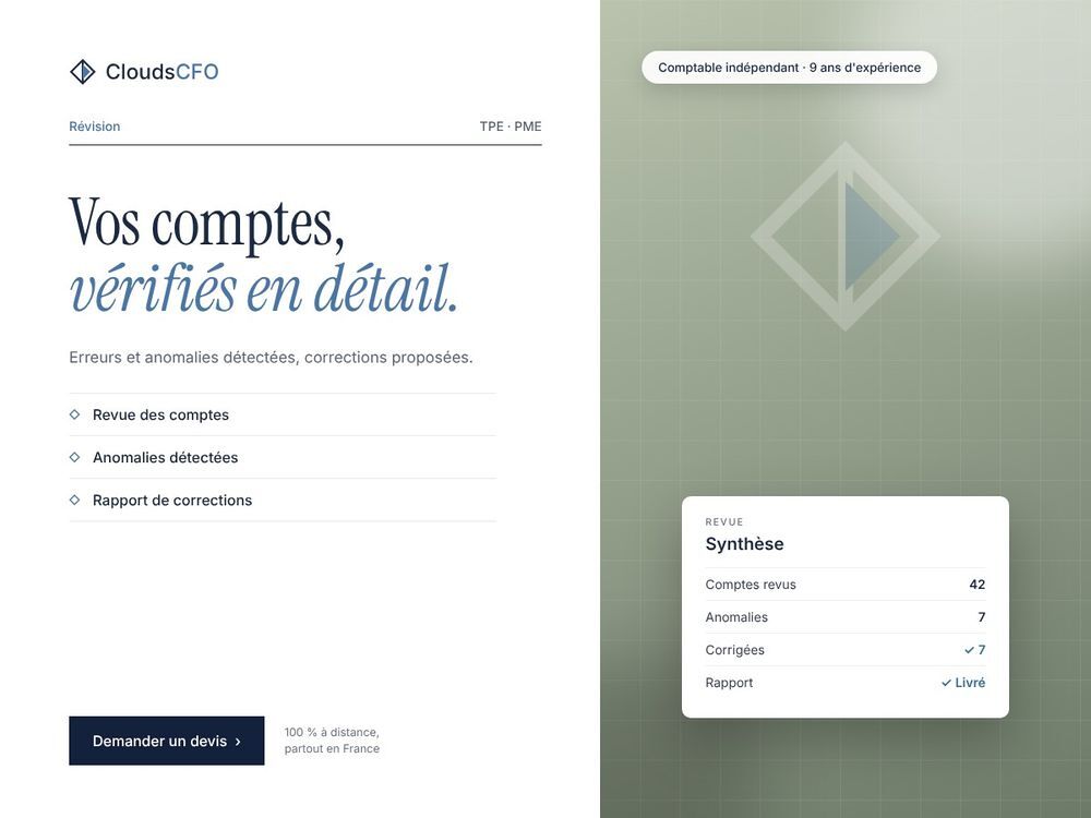   Contrôle et révision de comptabilité existante 