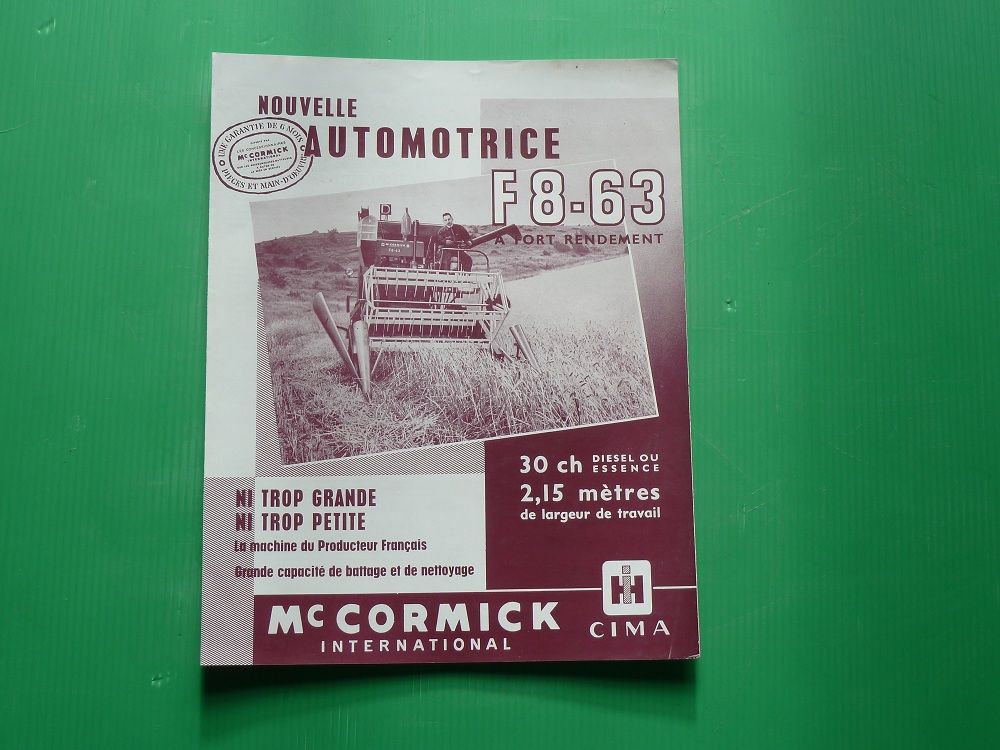 Prospectus Mac CORMICK MB F8-63 automotrice 