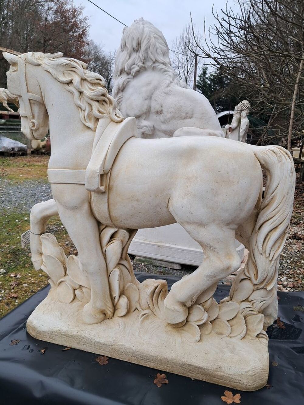 Statue cheval en pierre Décoration