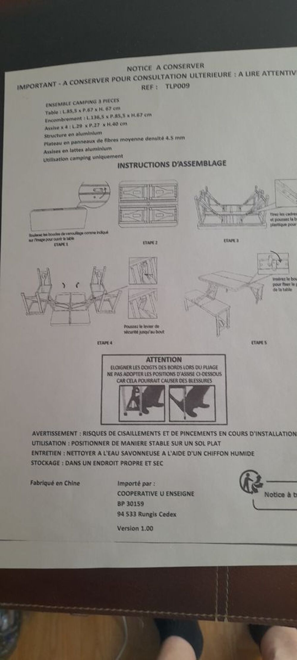table camping pliante Jardin