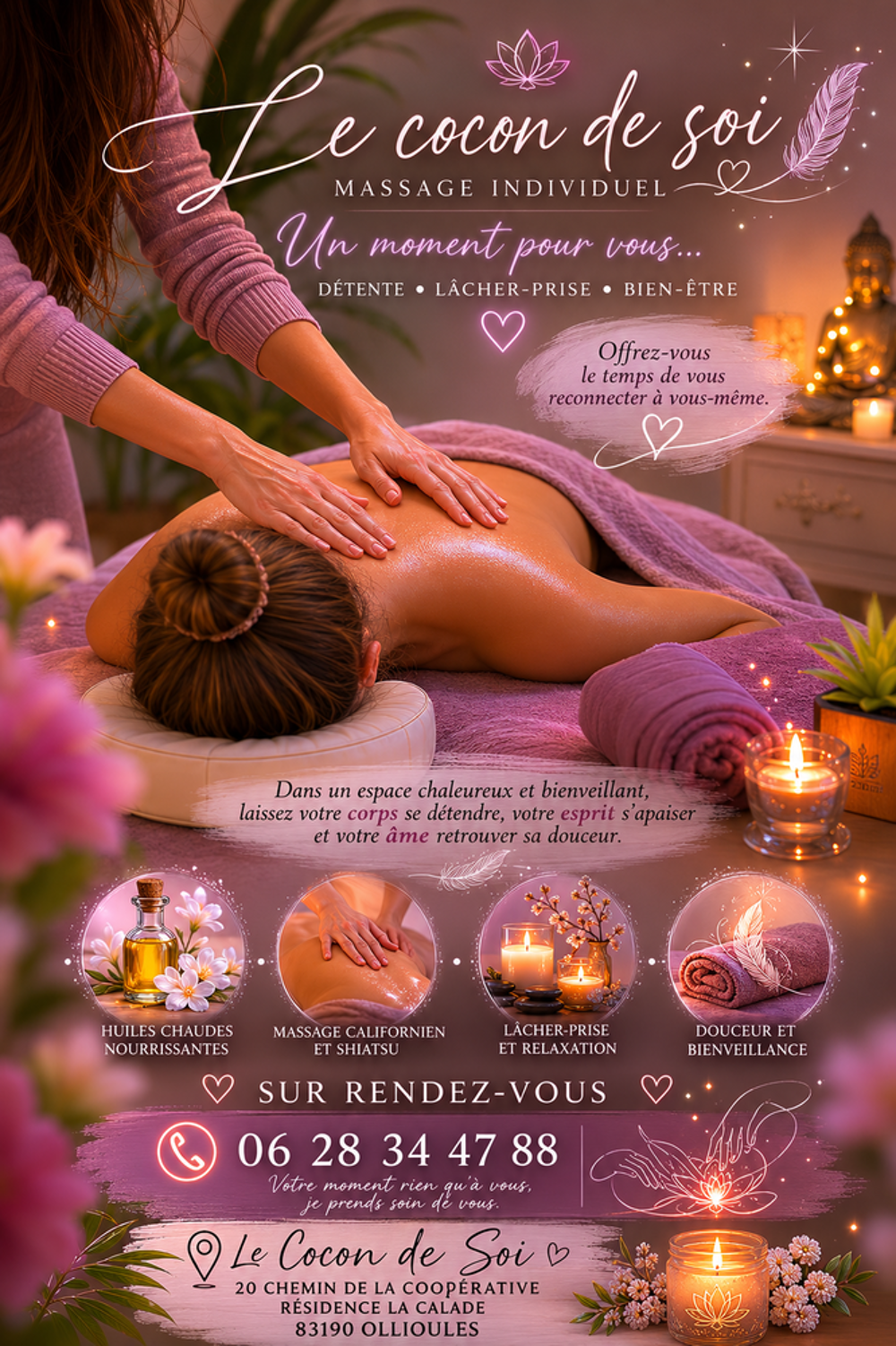   Massage relaxant holistique et Accompagnement du feu vivant 