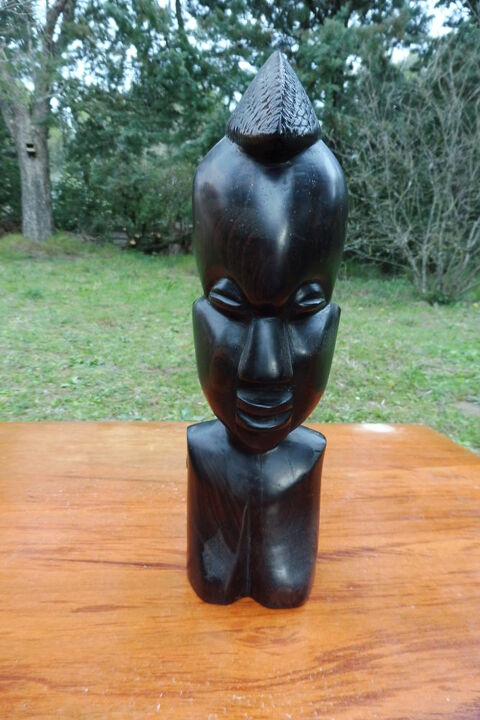 Buste de femme Baoul en bois d'bne de Cte d'Ivoire 39 cm 100 Plan-d'Orgon (13)