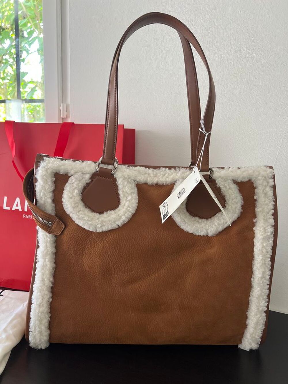 Lancel Tote sac cabas zippe mouton Maroquinerie