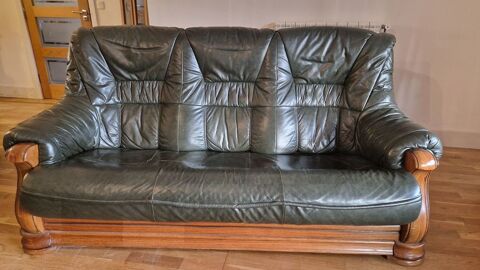 Salon cuir vert / chne massif 350 Lasfaillades (81)