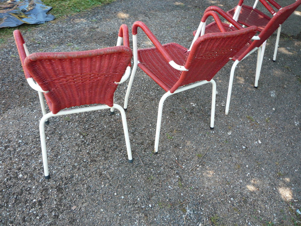 4 fauteuils vintage de jardin/scoubidou/caf&eacute; Meubles