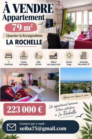 Appartement 4 pièces 79 m² · à La Rochelle · 79 m² · 223 000 €