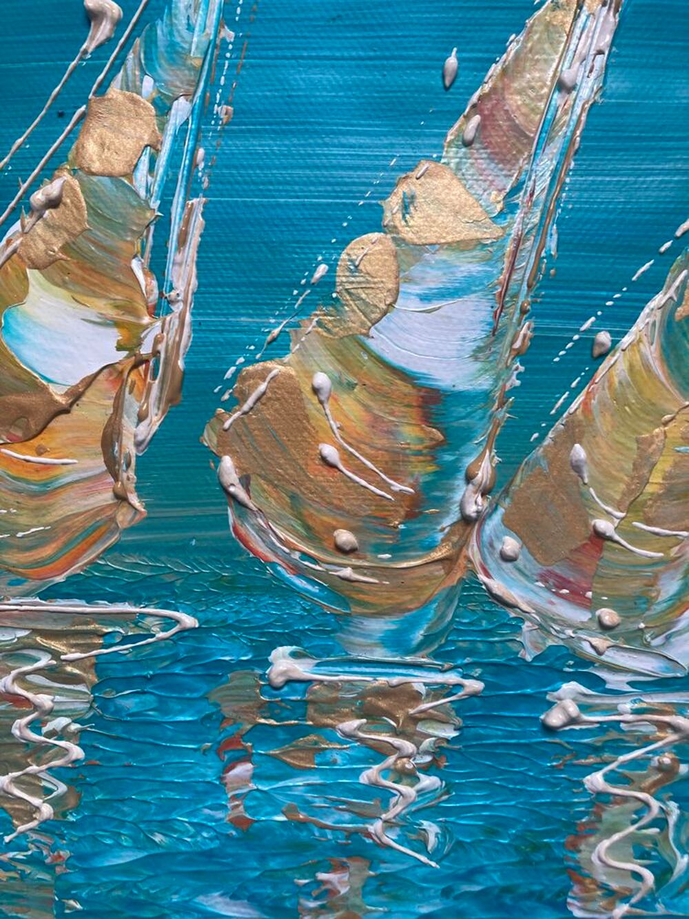 Tableau Voiliers bateaux marine paysage marin Peinture sur toile 50x70 neuf original Dcoration