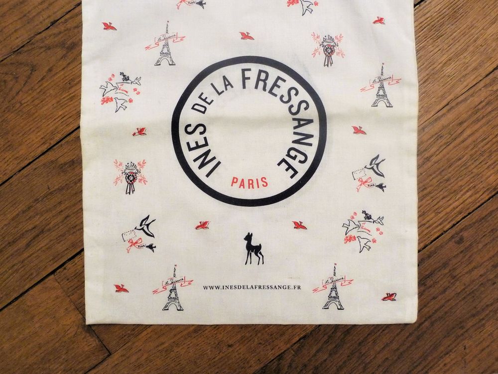 Sac en Tissu Blanc Bleu Marine Rouge- Ines de La Fressange Maroquinerie