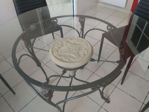 Table ronde fer forg - plateau verre 70 Chevigny-Saint-Sauveur (21)