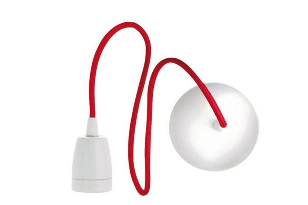 1 Suspension ROUGE lustre plafonnier lampe douille + cable + Décoration