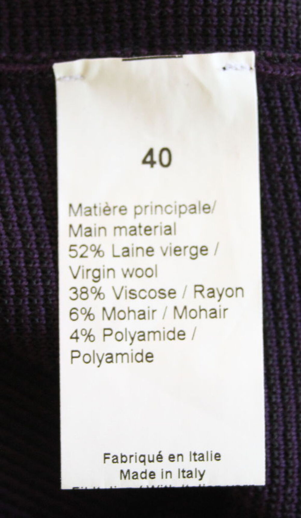 Robe maille violine et noir SONIA RYKIEL T.40. Vêtements