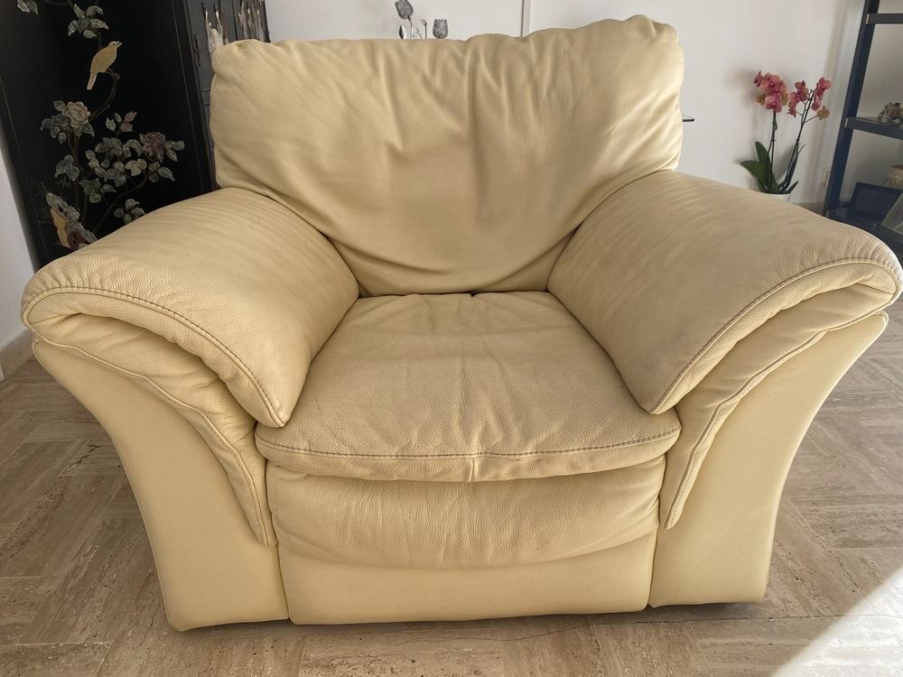 Deux fauteuils cuir beige Meubles