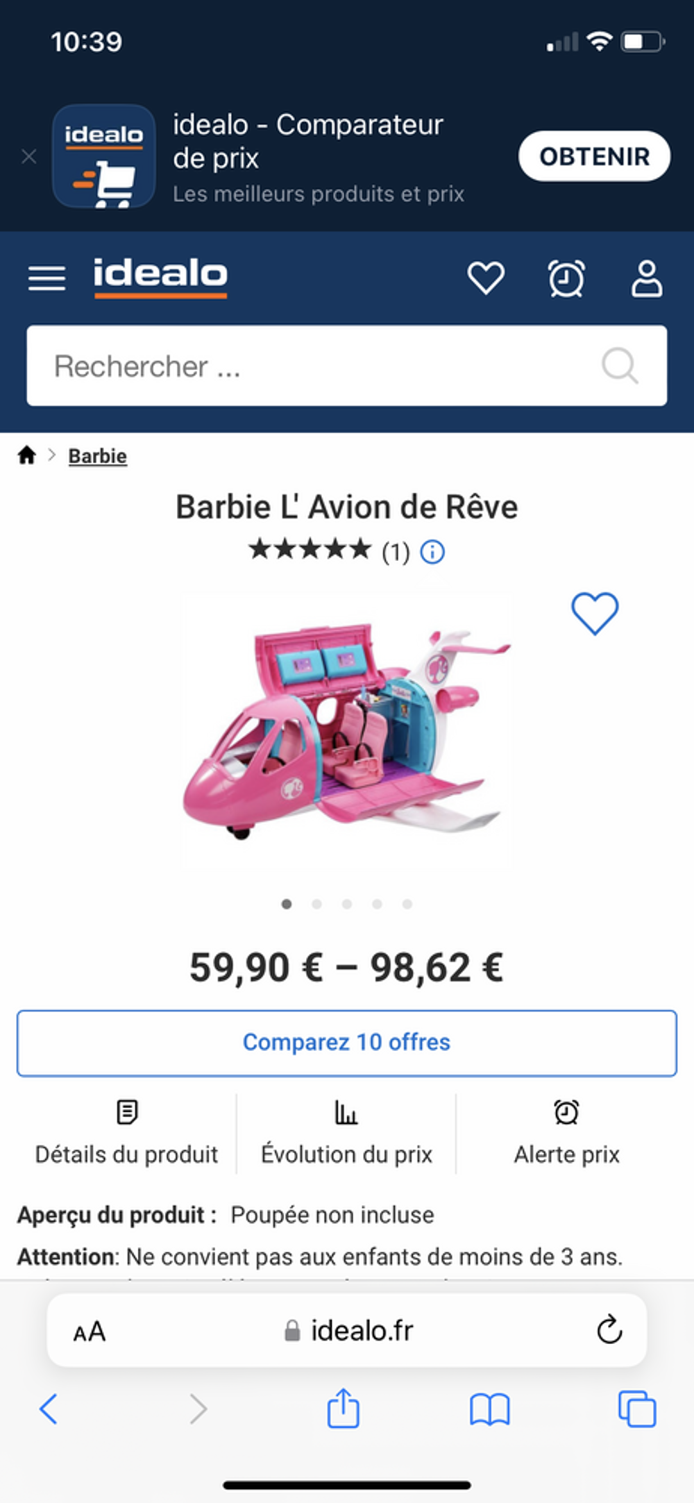 Avion de Barbie Jeux / jouets