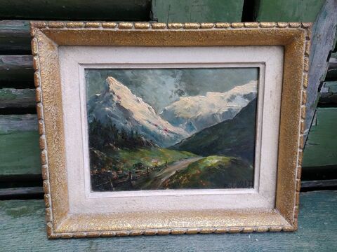 Tableau Paysage de Montagne Sign� Paul Wolf 80 Loches (37)