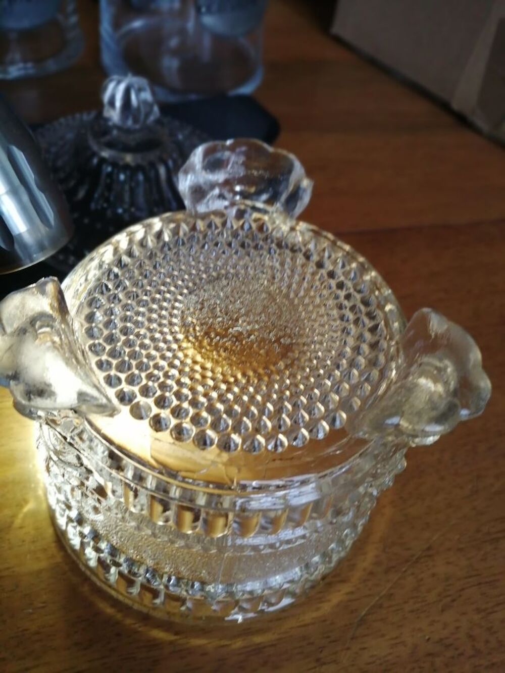 Ancien confiturier en verre 19&egrave;me &eacute;poque Charles X
