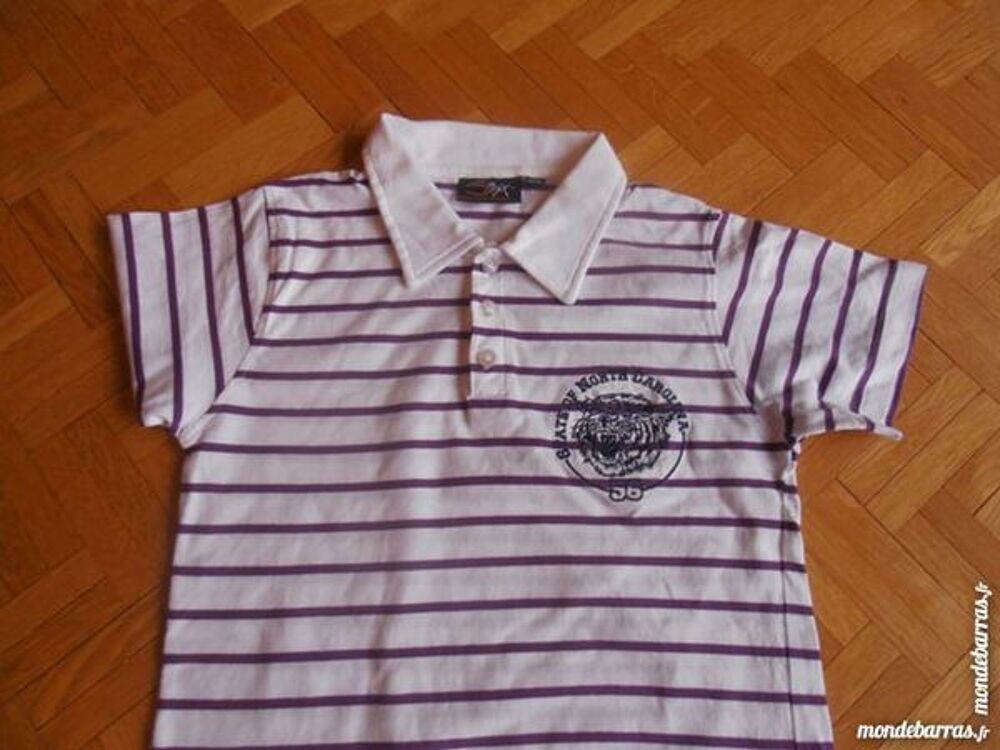 Polo ray&eacute; violet (50) Vêtements enfants