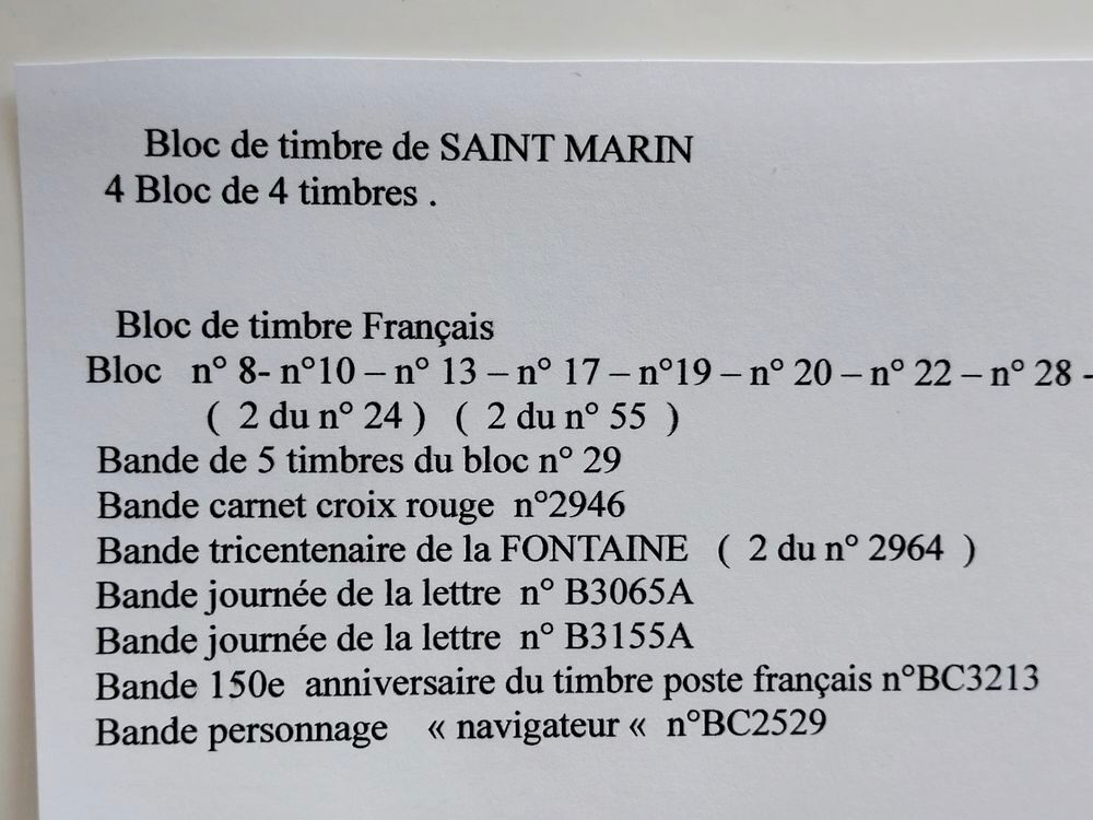 BLOC DE TIMBRE-POSTE OBLITERER DE LA FRANCE 