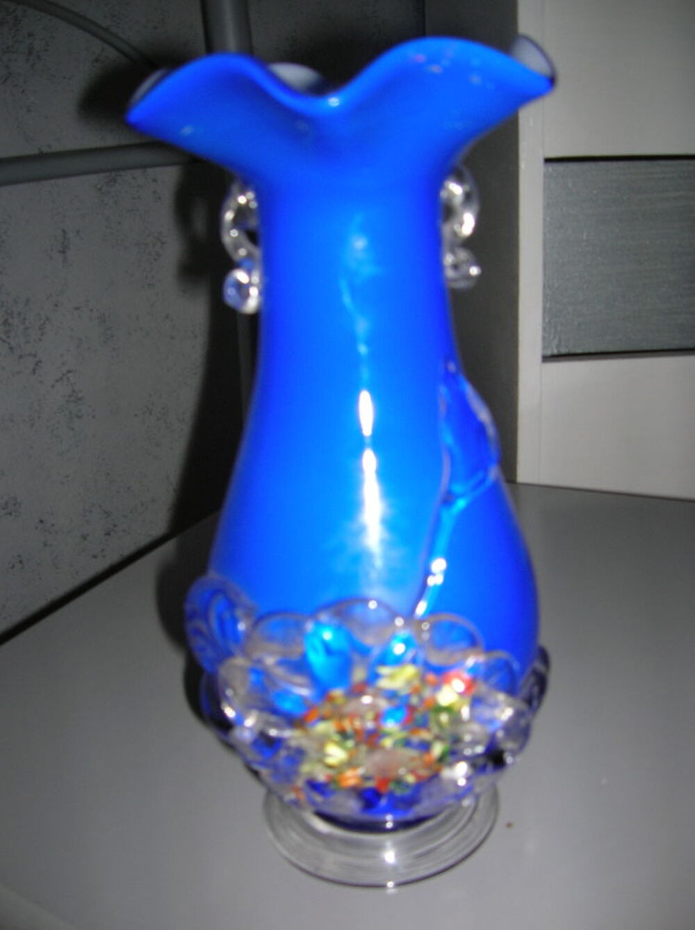 vase ancien bleu Baccarat en verre Décoration