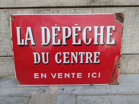 Ancienne Plaque Émaillée La Dépêche du Centre Journal 180 Loches (37)
