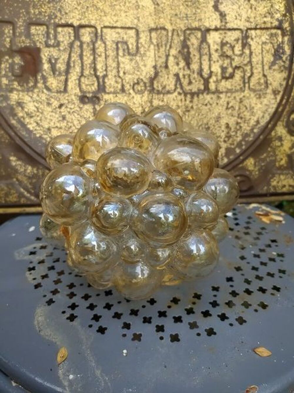 Ancien Verre de Lampe Suspension Bulle Vintage Helena Tynell Décoration