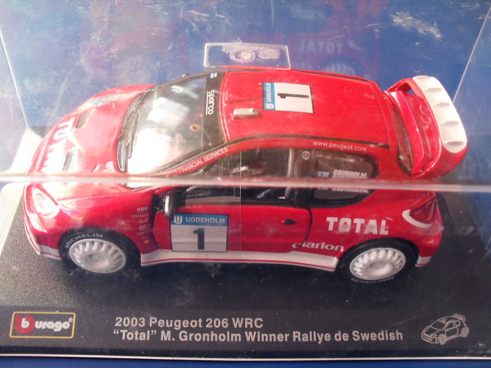 Voiture de collection burago rallye Peugeot 206 WRC 