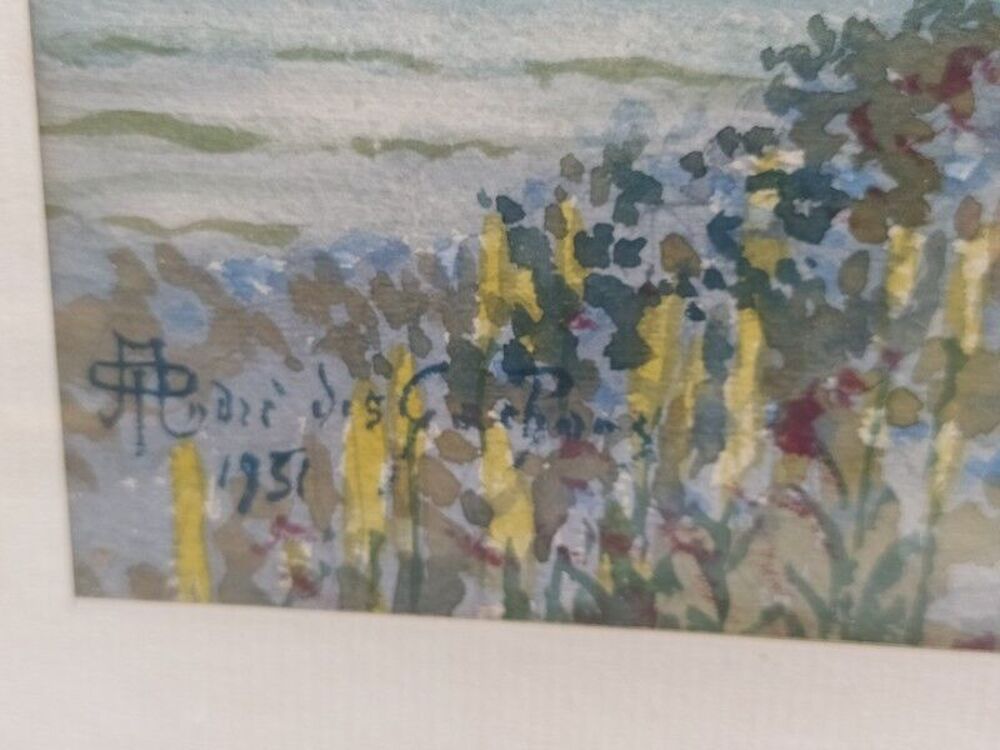 ANDR&Eacute; DES GACHONS Aquarelle Bretagne Religieuse au Calvaire 