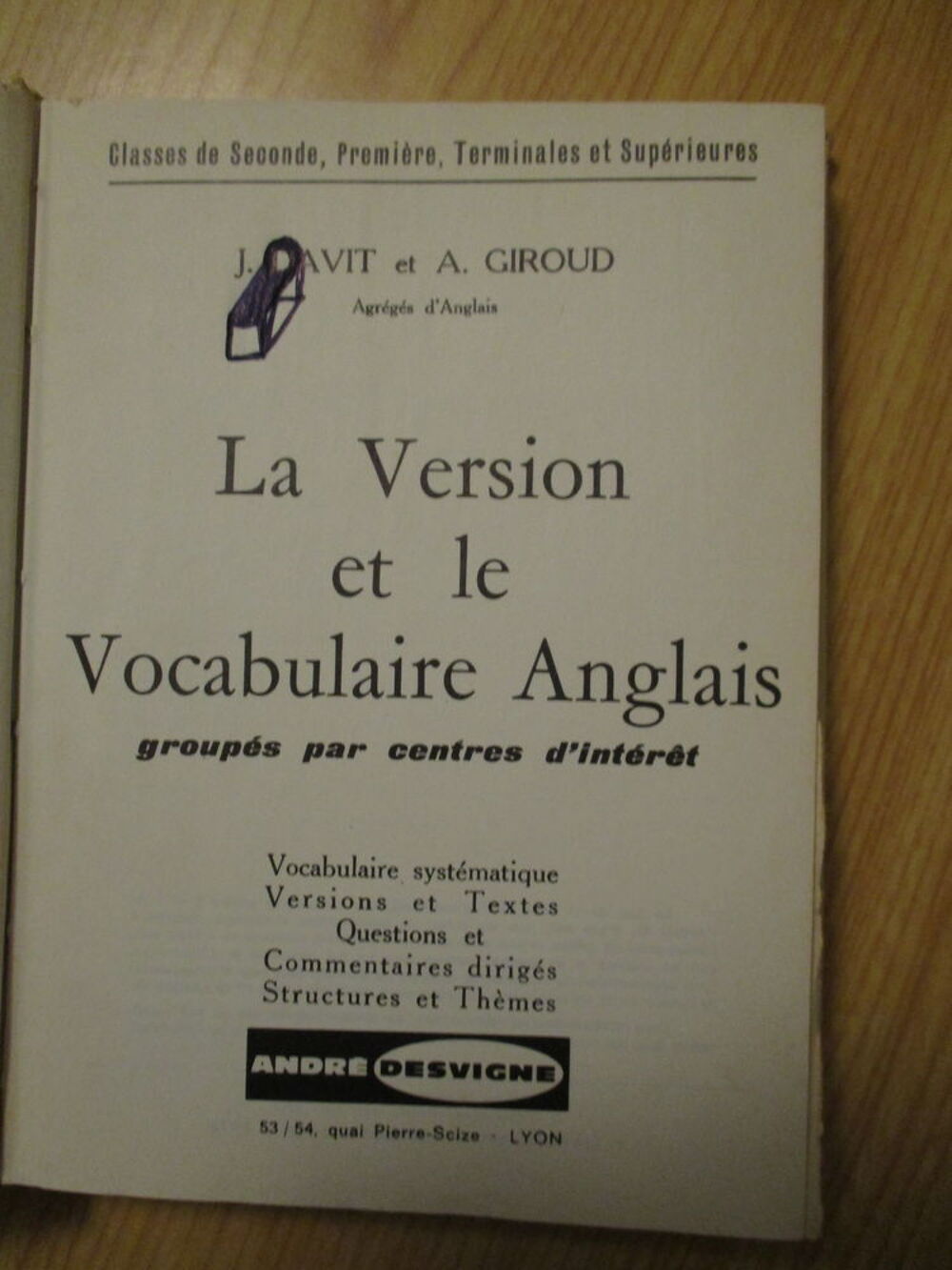 Livre "La version et le vocabulaire anglais" Livres et BD