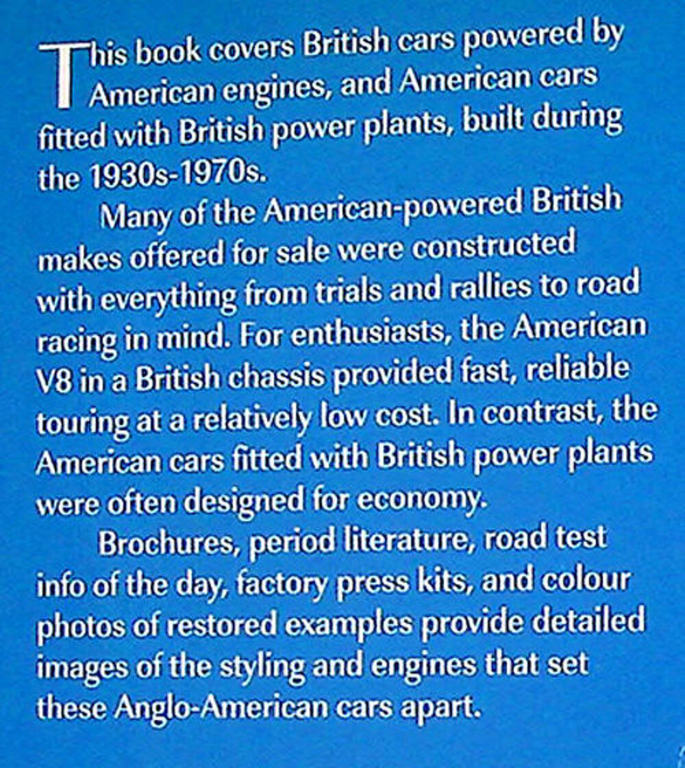 ANGLO-AMERICAN CARS from the 1930s to the 1970s de chez Velo Livres et BD