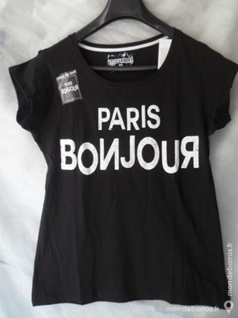 3 Tee-shirt noir :  Paris Bonjour  T 36/40/42 NEUF 6 Pantin (93)