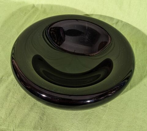 Gros cendrier vide poche 28 cm en p�te de verre noire lourd 17 Marseille 13 (13)