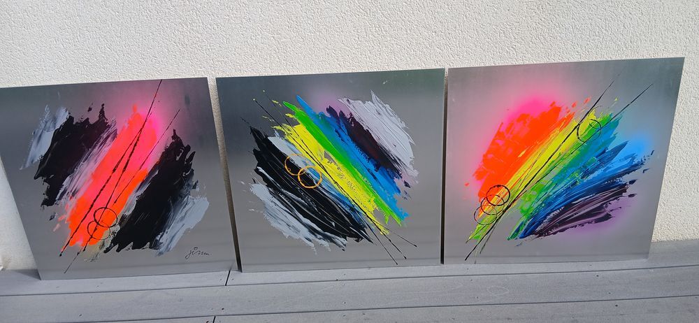 Triptyque Abstrait Moderne sur aluminium Décoration