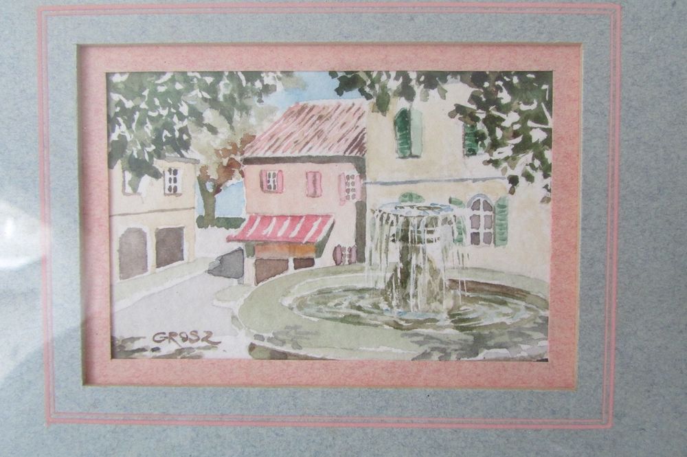 Deux aquarelles encadr&eacute;es sign&eacute;es GROSZ Décoration