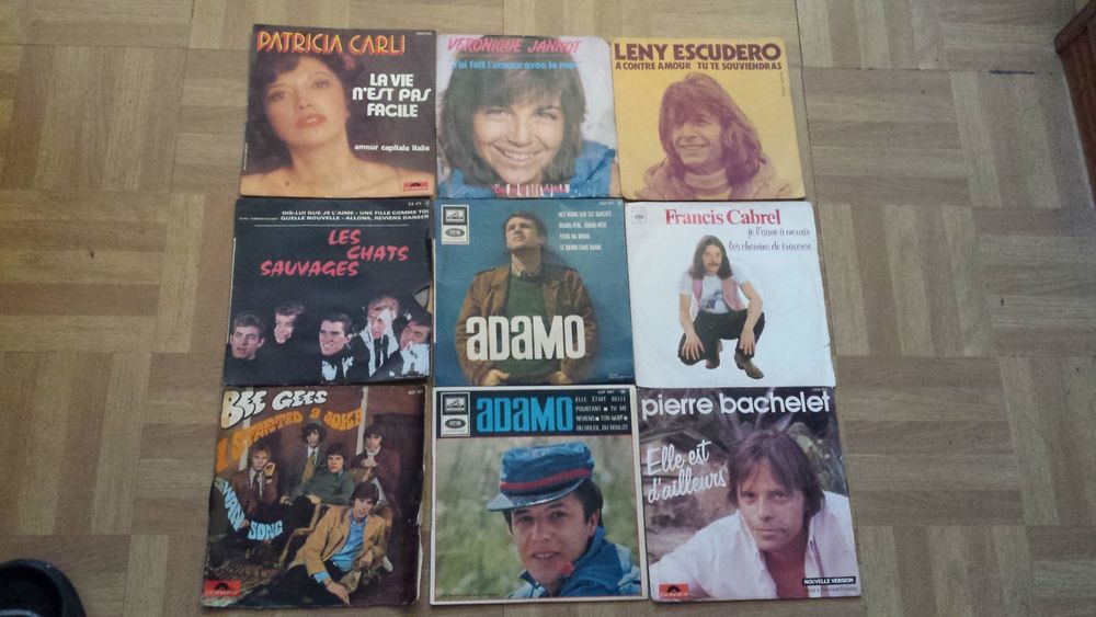 lot de 87 vinyles 45 tours 
CD et vinyles