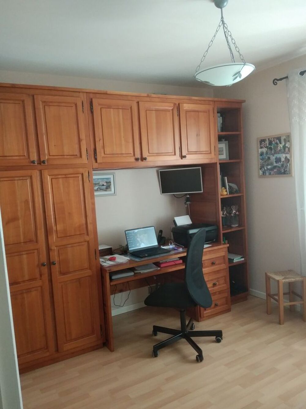 Meuble pont avec bureau en bois massif merisier Meubles