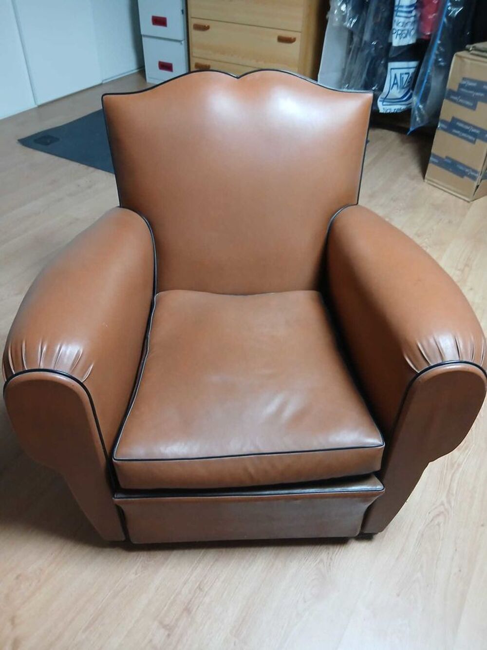 2 Fauteuils Club Vintage marron clair Meubles
