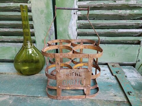 Panier Porte-Bouteilles Métal Publicitaire Bière Grutli 1930 45 Loches (37)