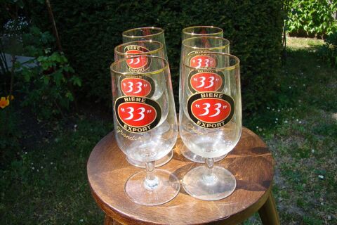 6 verres  bire 33 Export Grand Prestige - bistrot vintage Gargenville (78)