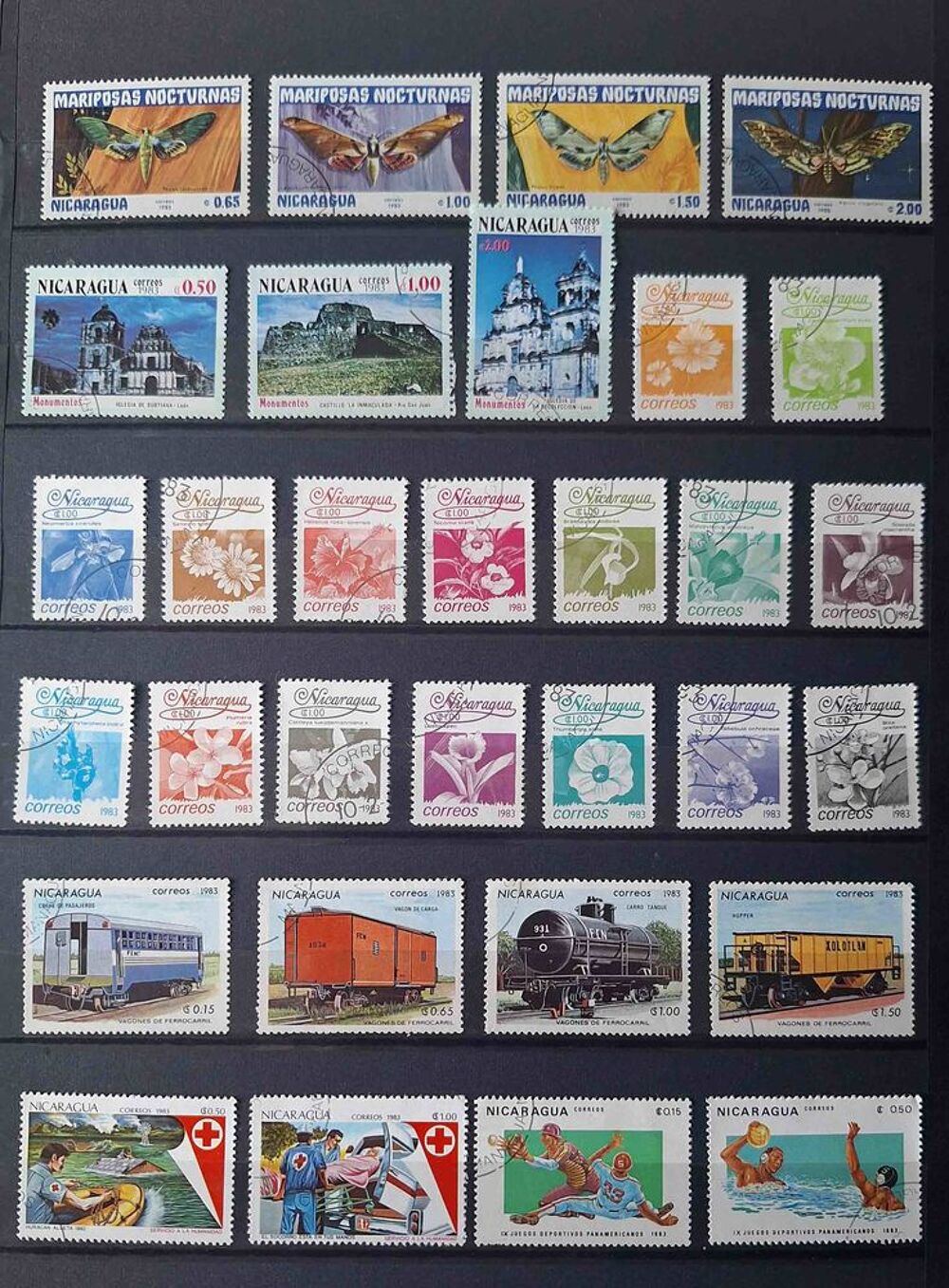 S&eacute;rie de timbres de collection du Nicaragua 