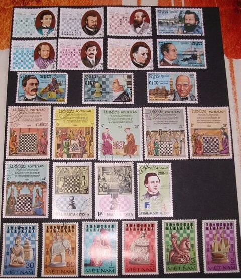 Lot de 26 timbres diffrents et oblitrs sur les Echecs. 1 Aillevillers-et-Lyaumont (70)