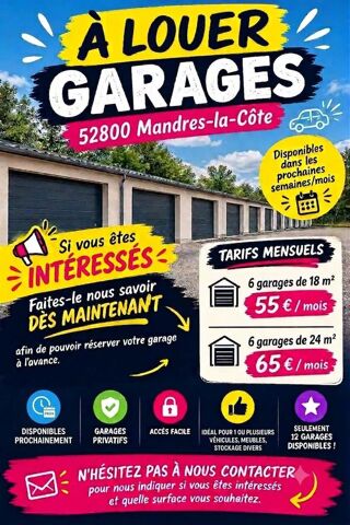  Parking / Garage à louer 18 m² Mandres-la-côte