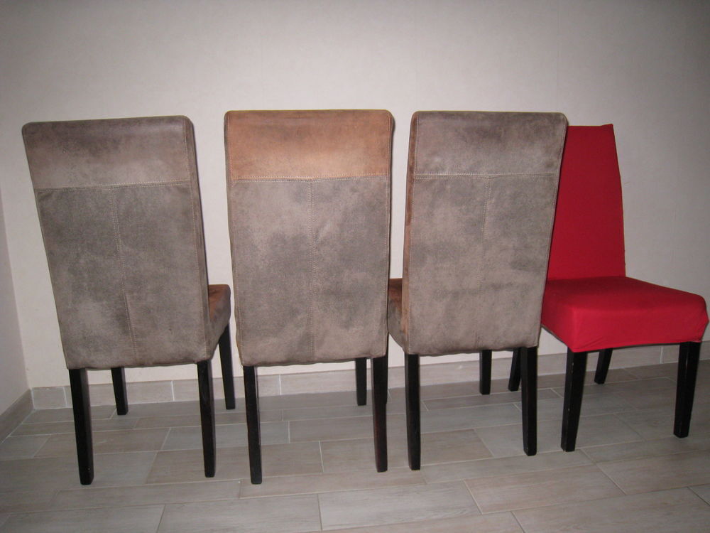 4 chaises en su&eacute;dine imitation cuir vieilli Meubles