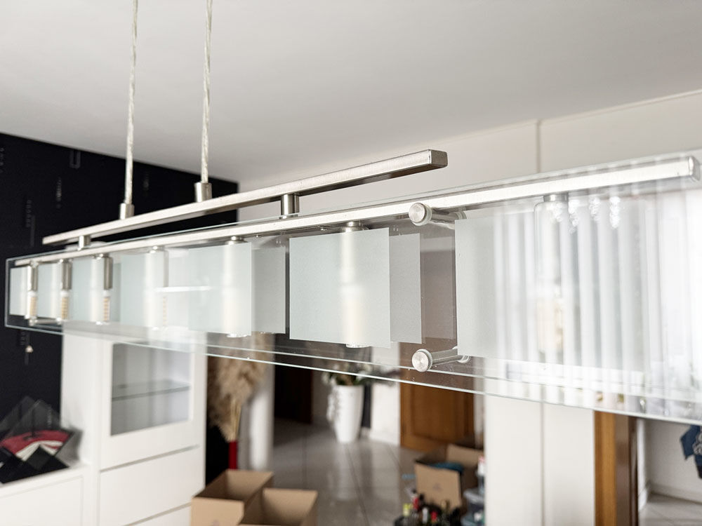Lot de 5 luminaires design en verre et inox Décoration