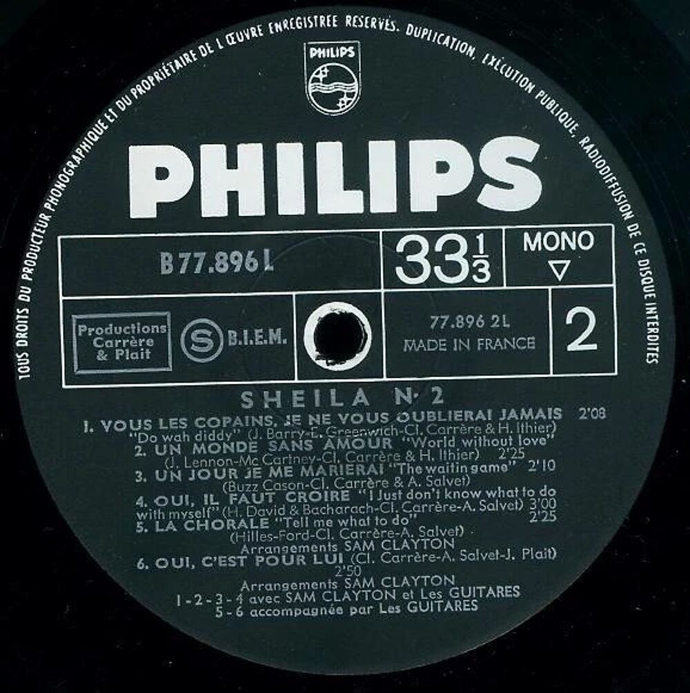 SHEILA TRES RARE VINYL LP 33 TOURS "ECOUTE CE DISQUE" TRES B CD et vinyles