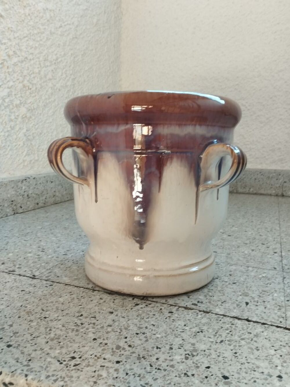 Pot de fleurs en terre cuite &eacute;maill&eacute;e Décoration